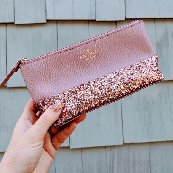 Kate Spade Pink Glitter Cosmetic Bag - Picture 1 of 4